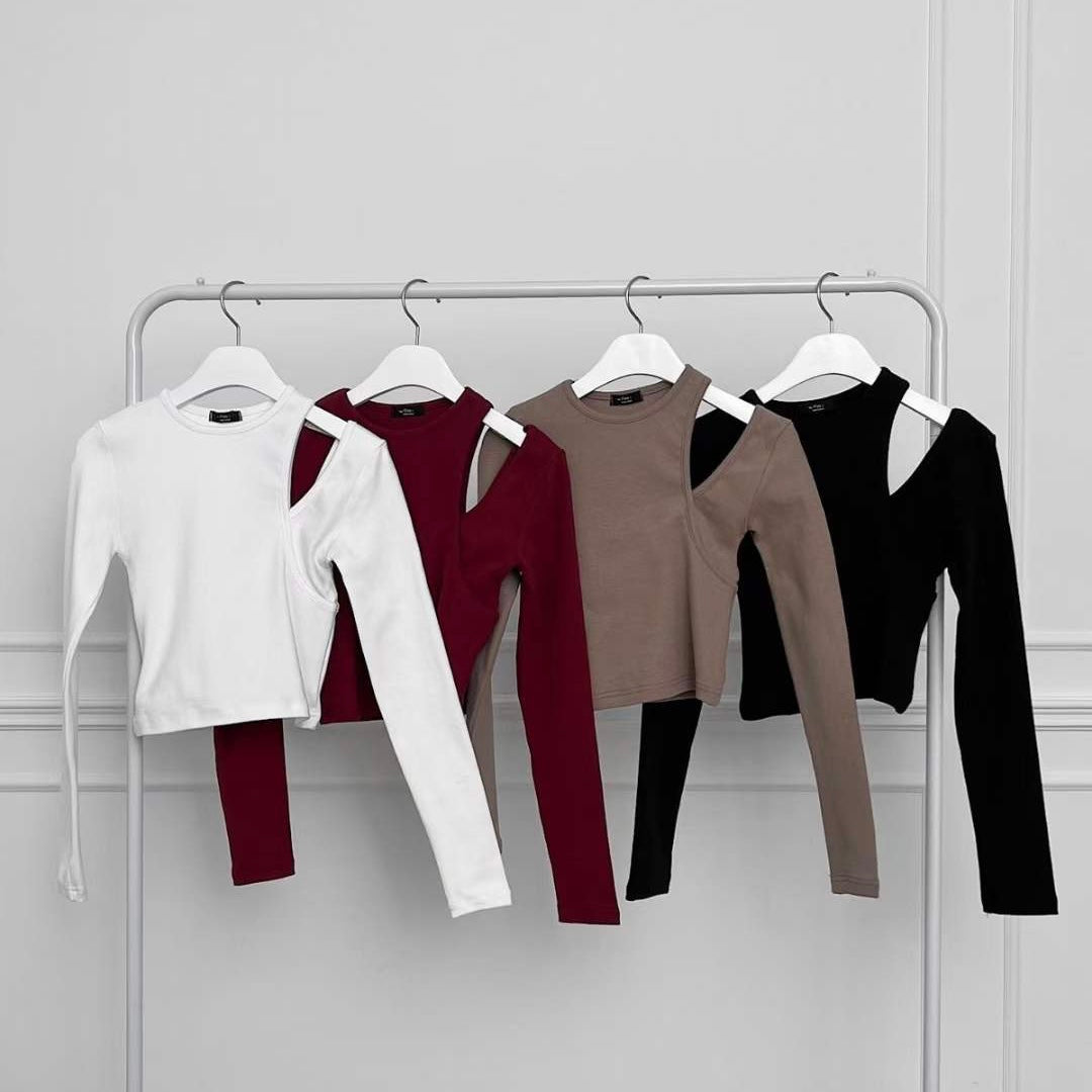Freya Shoulder Cut Long Sleeve Crop Top