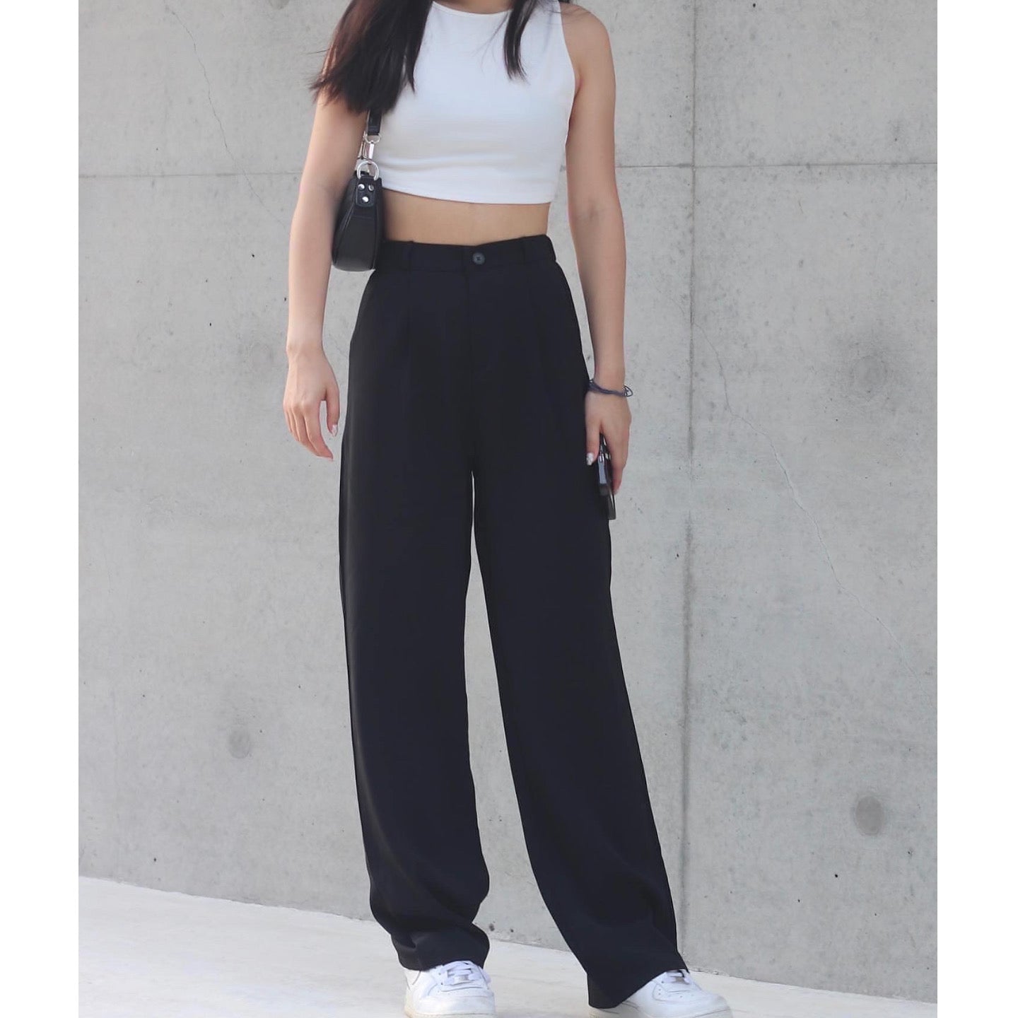 Solid High Waist Pants