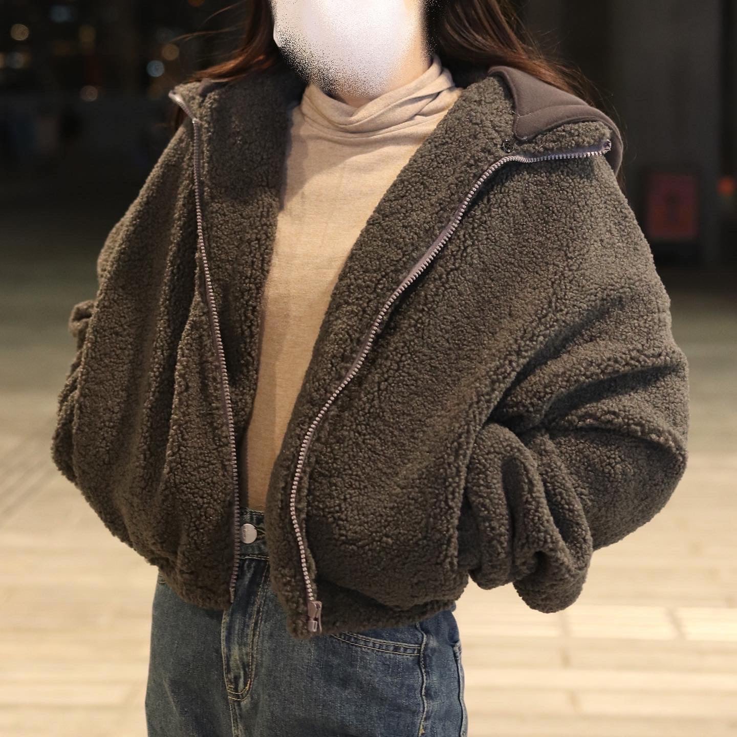 Khole Crop Teddy Jacket