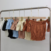 #T011 - Solid Off Shoulder Crop Top