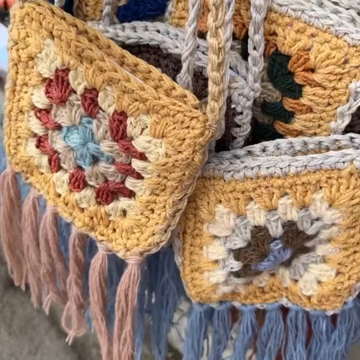 #T005 Handmade Floral Crochet Mini Bag